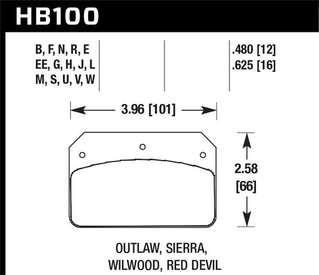 Product of Hawk Performance HB100W.480 Racing Brake Pad - Set Of 4 