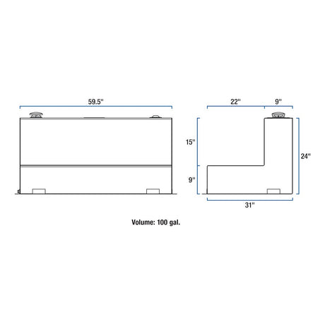 Product of UWS ST-100-L-W Diesel Liquid Transfer Tank 100 Gallon L-Shape 