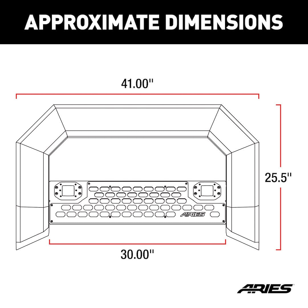 Product of Aries 2163102 Bull Bar Black Carbide Powder Coated 5-1/2 Inch Yes with skid plate 
