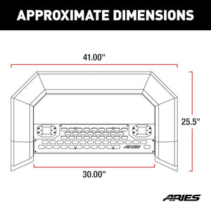 Product of Aries 2163102 Bull Bar Black Carbide Powder Coated 5-1/2 Inch Yes with skid plate 
