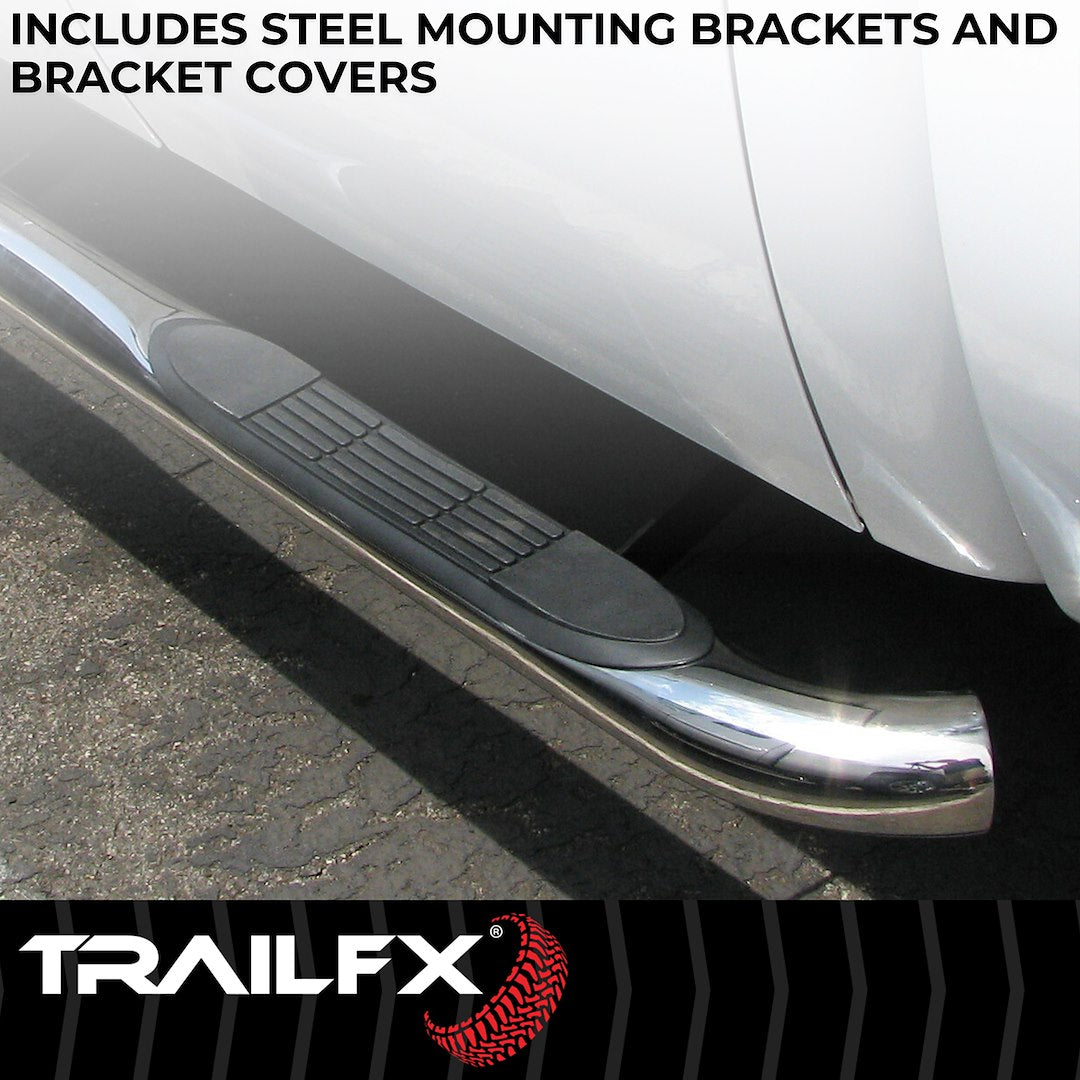 Product of TrailFX A0061S TFX Round Tube Side Steps Nerf Bar With Surface Steps 