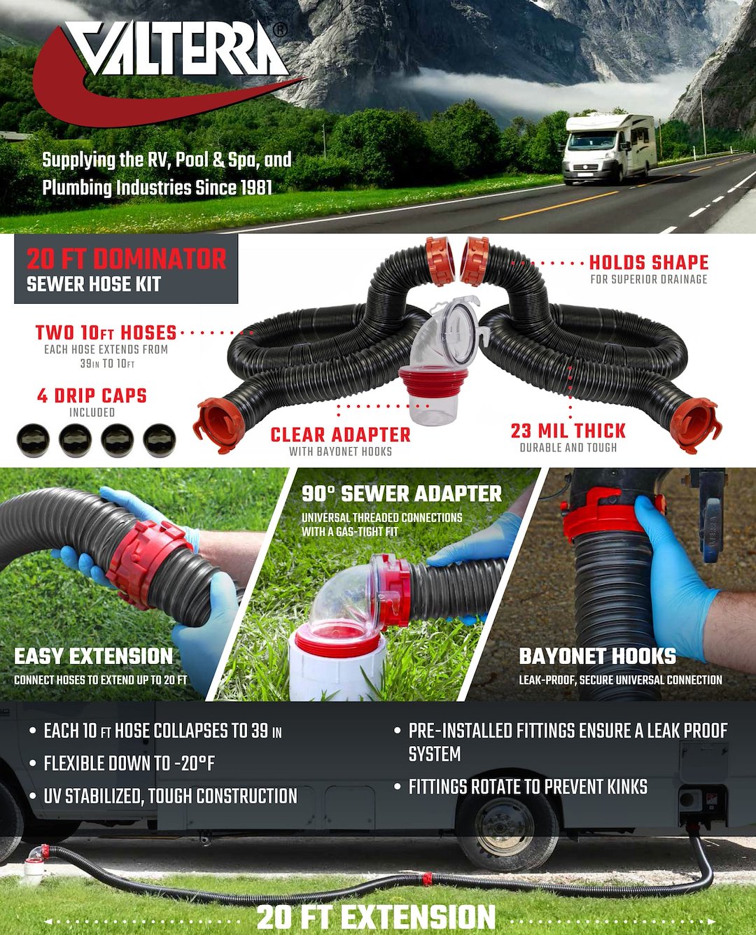 Product of Valterra D04-0275 10 Feet Black Sewer Hose Yes 