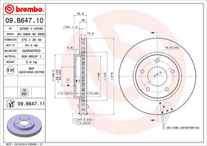 Product of Brembo 09B64711C02 Vented 1 Piece Brake Rotor 