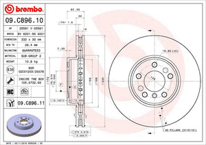 Product of Brembo 09C89611C02 Vented 1 Piece Brake Rotor 