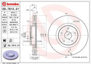 Product of Brembo 09781221C02 Vented 1 Piece Brake Rotor 