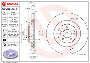 Product of Brembo 09D62611C02 Vented 1 Piece Brake Rotor 