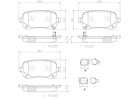 Product of Brembo P11021N Brake Pad - Set Of 4 