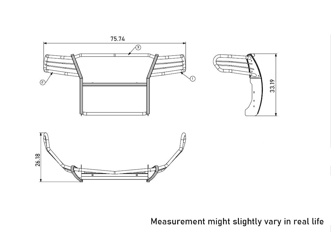 Product of Black Horse Offroad 17GC15MA-PLFB Grille Guard  