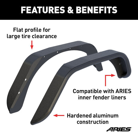 Product of Aries 2500201 Non-Exposed Fasteners Black Fender Flare - Set Of 2 