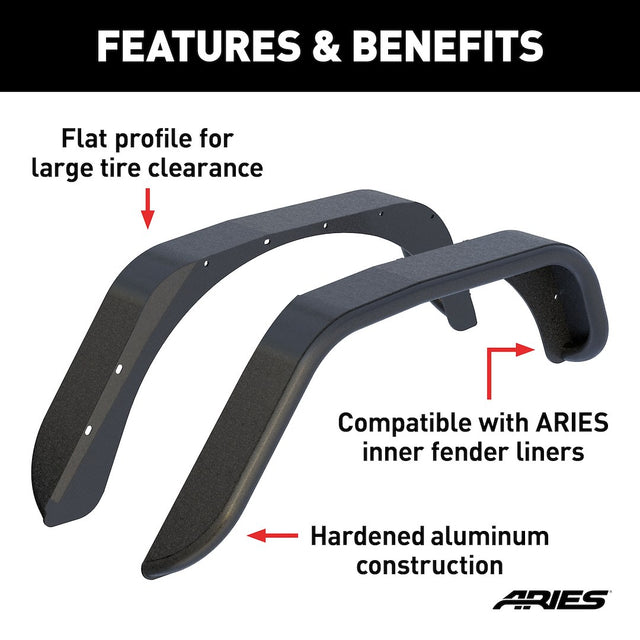 Product of Aries 2500201 Non-Exposed Fasteners Black Fender Flare - Set Of 2 