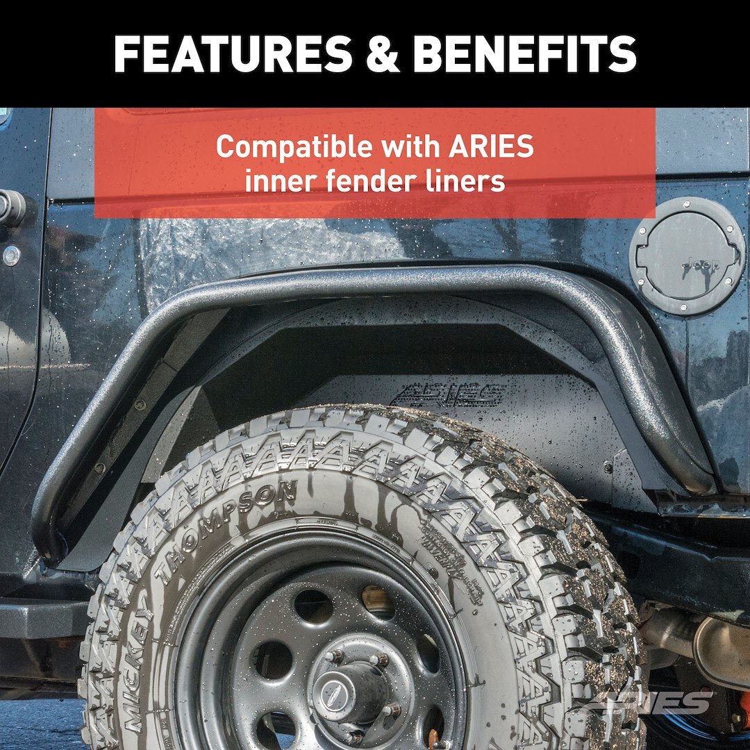 Product of Aries 2500201 Non-Exposed Fasteners Black Fender Flare - Set Of 2 