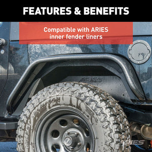 Product of Aries 2500201 Non-Exposed Fasteners Black Fender Flare - Set Of 2 