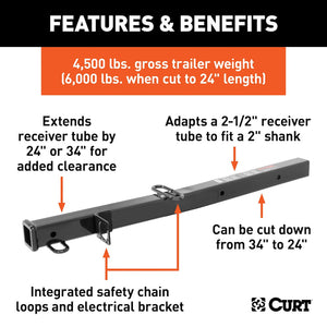 Curt 45048 Trailer Hitch Receiver Tube Adapter||45048_3008x1990_Fa.Jpg||87||c9345048||1335748