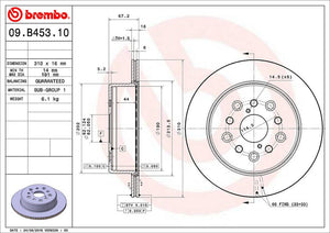 Product of Brembo 09B45310C02 Vented 1 Piece Brake Rotor 
