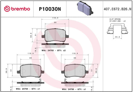Brembo P10030n Brake Pad||p10030n_R.Jpg||86||brmp10030n||2091544