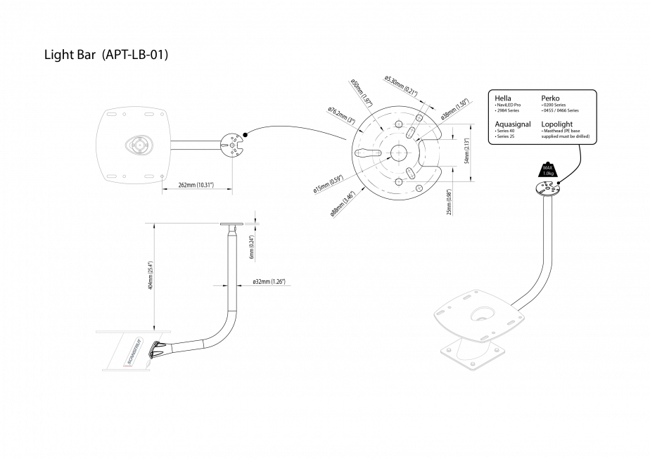 Product of Scanstrut Apt-Lb-01-Blk Navigation Light Mount