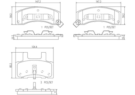 Product of Brembo P10022N Brake Pad - Set Of 4 