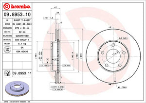 Product of Brembo 09895311C02 Vented 1 Piece Brake Rotor 