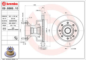 Product of Brembo 09886610C02 Vented 1 Piece Brake Rotor 