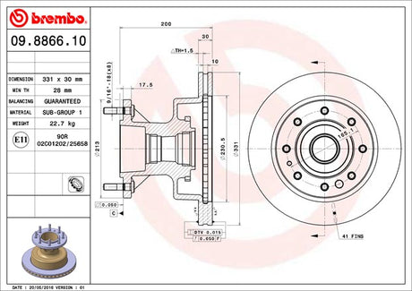 Product of Brembo 09886610C02 Vented 1 Piece Brake Rotor 