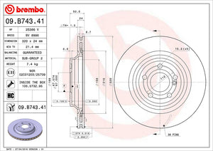 Product of Brembo 09B74341C02 Vented 1 Piece Brake Rotor 