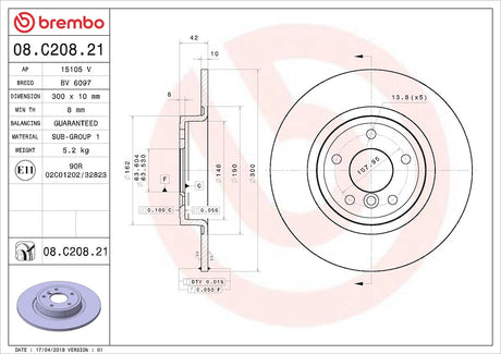 Brembo 08c20821c02 Brake Rotor||08c20821c02.Jpg||85||brm08c20821||1684158