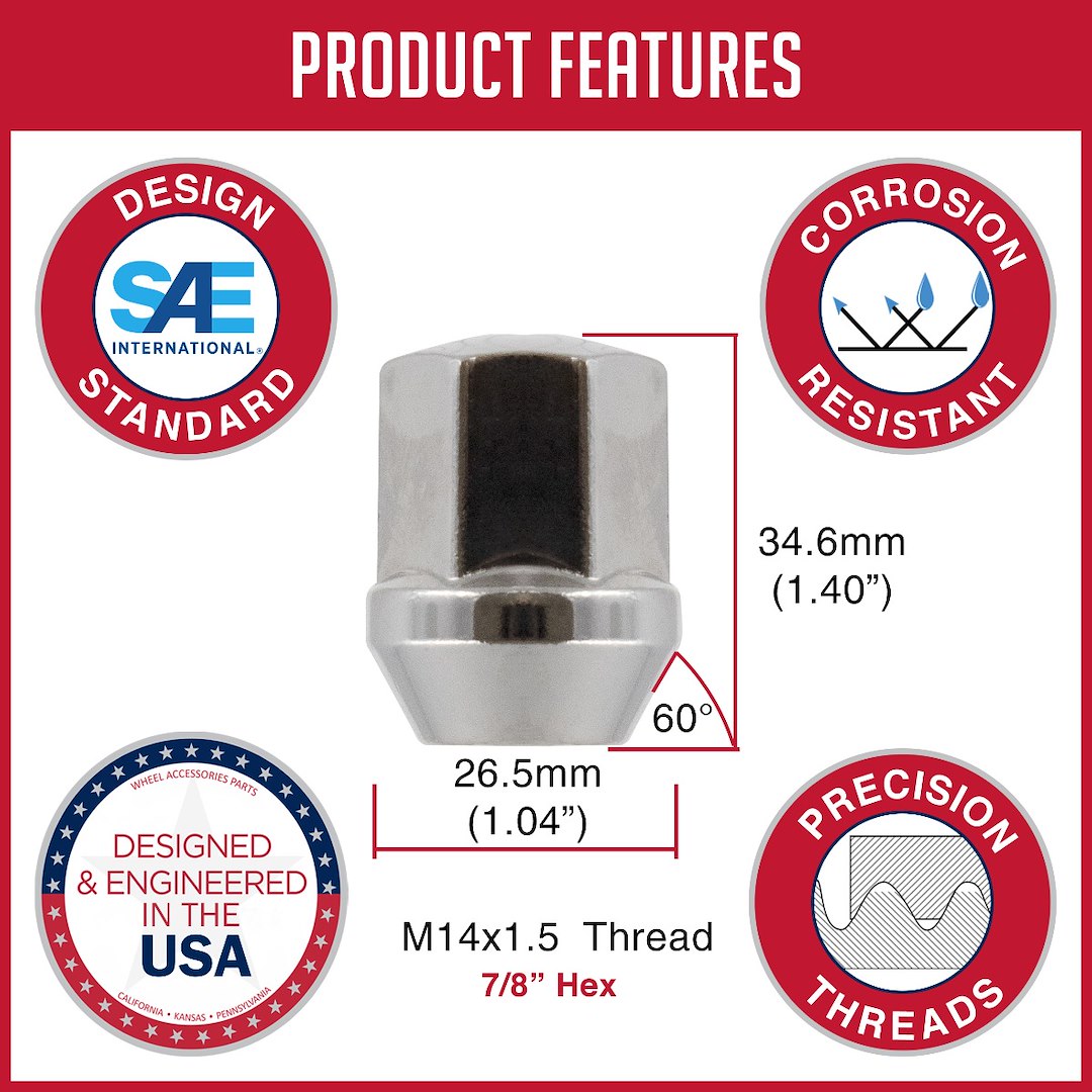Product of Coyote Wheel Accessories 141148 60 Degree Conical 14x1.5 Lug Nut 