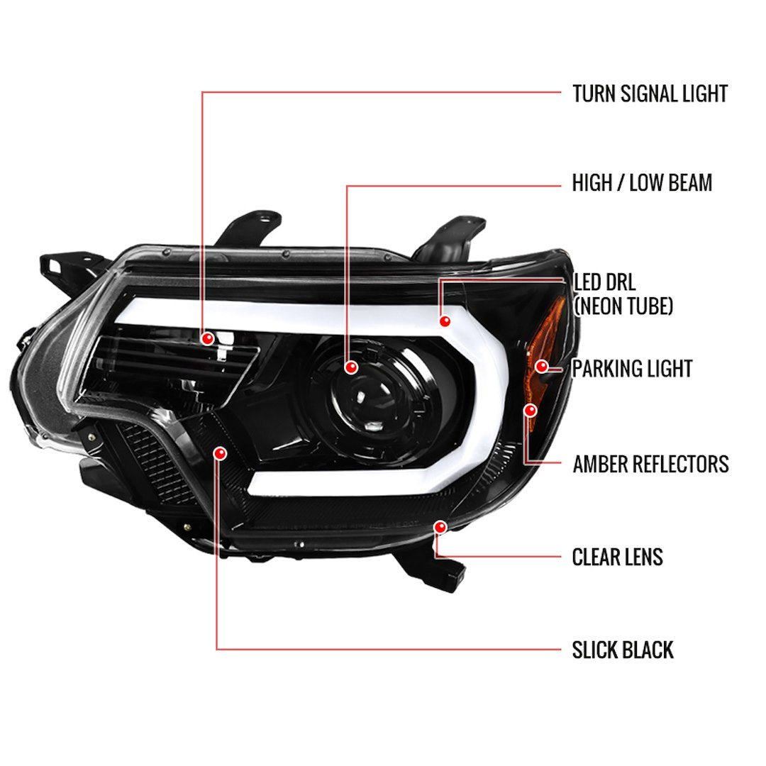 Spec-D Tuning 2lhp-Tac12bk-Tm Headlight Assembly||2lhp-Tac12bk-Tm_8.Jpg||93||sdtptac12bktm||898317