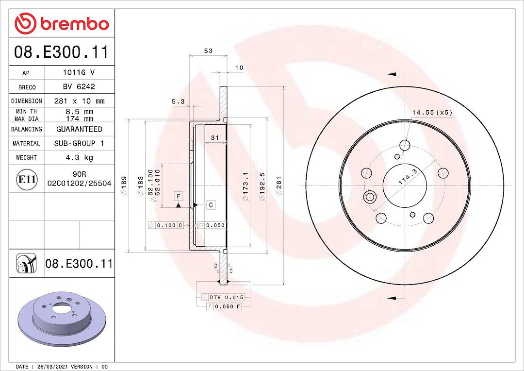 Brembo 08e30011c02 Brake Rotor||08e30011c02.Jpg||85||brm08e30011||1684194