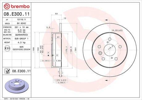 Brembo 08e30011c02 Brake Rotor||08e30011c02.Jpg||85||brm08e30011||1684194