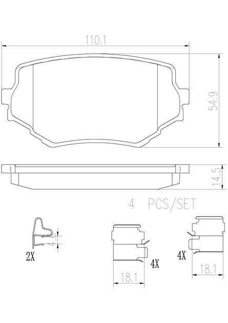 Product of Brembo P79009N Brake Pad - Set Of 4 