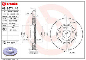 Product of Brembo 09957411C02 Vented 1 Piece Brake Rotor 