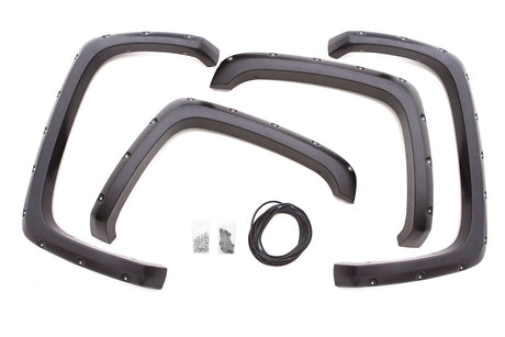 Product of Lund International RX135S Pocket Style/ Exposed Fasteners Smooth Black Fender Flare - Set Of 4 
