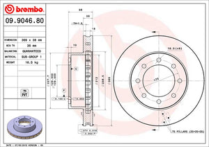 Product of Brembo 09904680C02 Vented 1 Piece Brake Rotor 