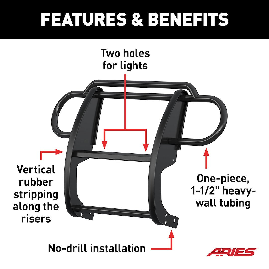 Product of Aries 1053 Grille Guard 1-Piece Black Semi Gloss Powder Coated 