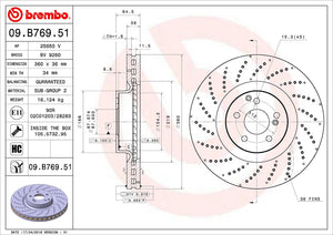 Product of Brembo 09B76951C02 Vented Cross Drilled 1 Piece Brake Rotor 