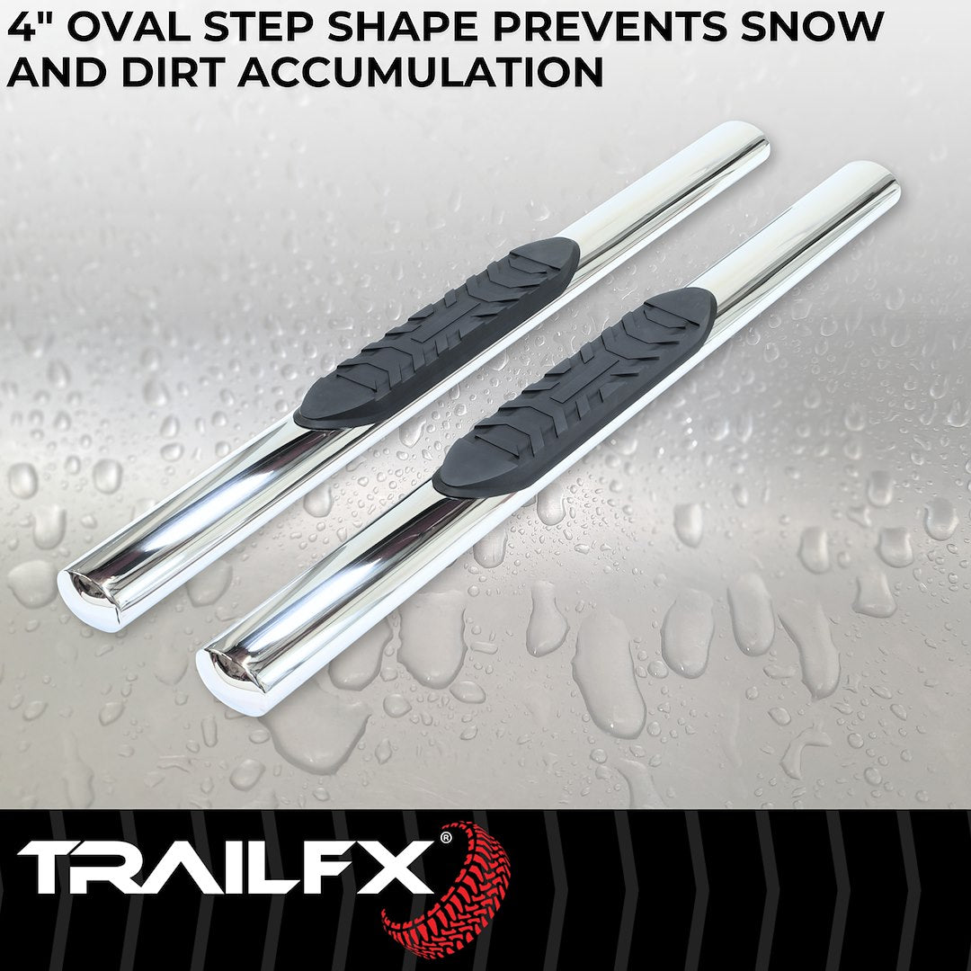 Product of TrailFX A1511S TFX 4" Oval Tube Side Steps Nerf Bar With Surface Steps 