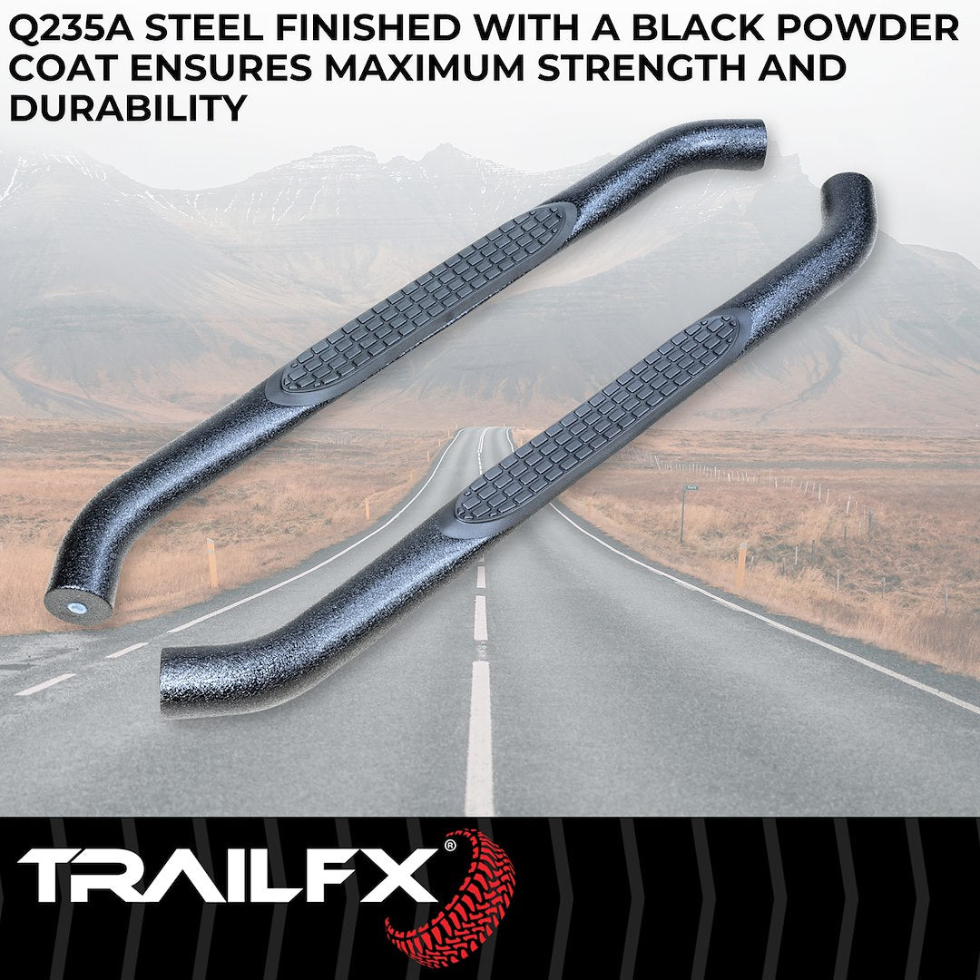 Product of TrailFX A0027T TFX Round Tube Side Steps Nerf Bar With Surface Steps 