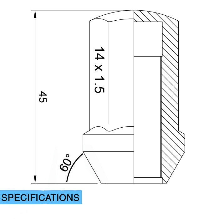 Product of Coyote Wheel Accessories 53K548LBLK 60 Degree Conical 14x1.5 Lug Nut 