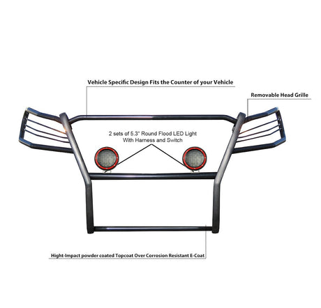 Product of Black Horse Offroad 17D502MA-PLFR Grille Guard  