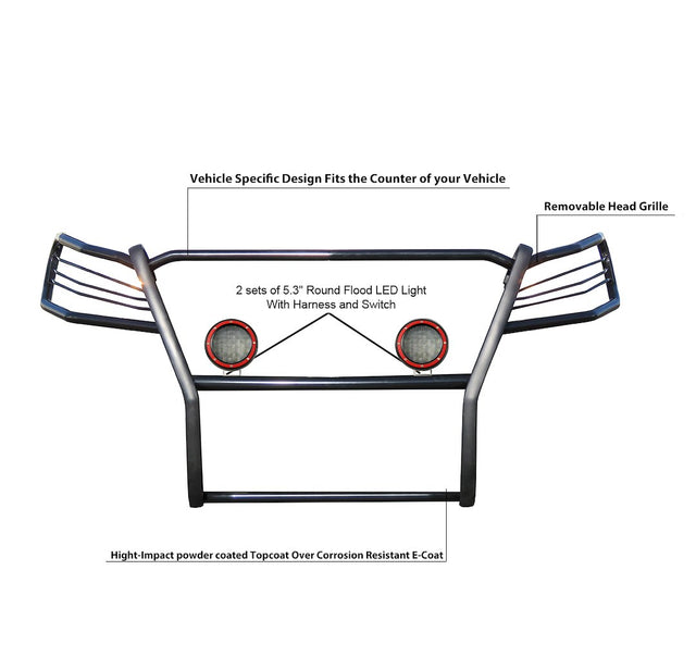 Product of Black Horse Offroad 17D502MA-PLFR Grille Guard  