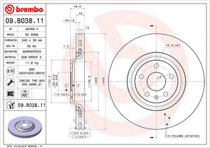 Product of Brembo 09B03811C02 Vented 1 Piece Brake Rotor 