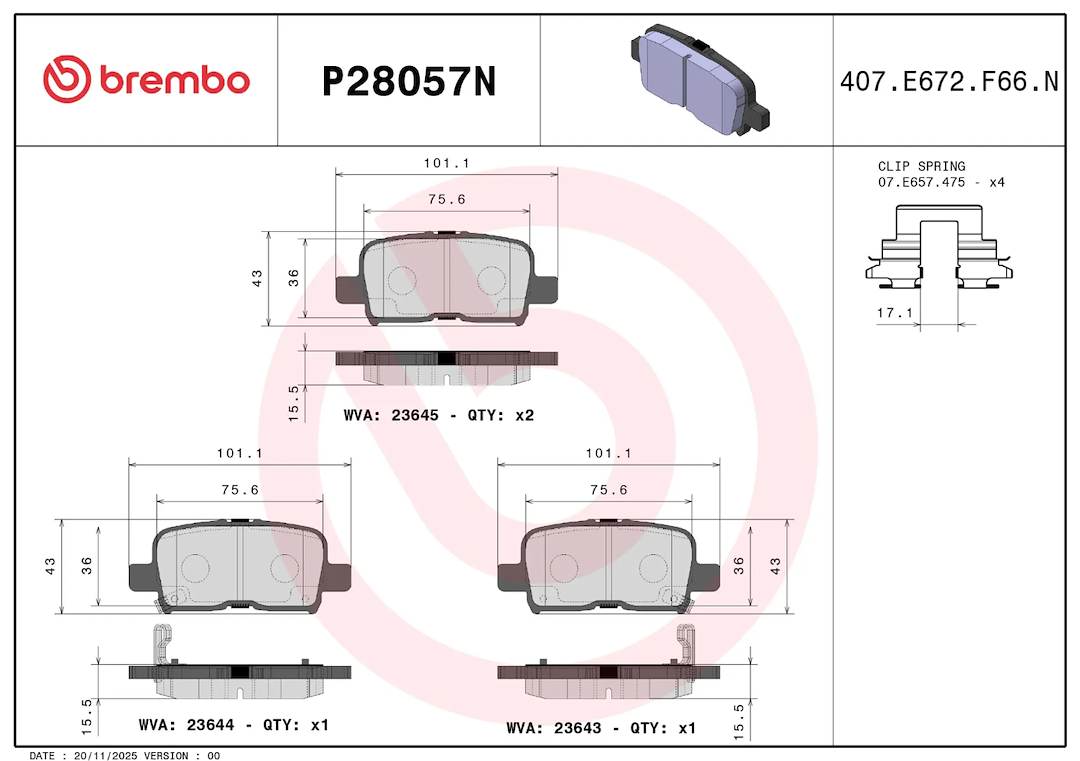 Brembo P28057n Brake Pad||p28057n_1.Png||86||brmp28057n||2104578