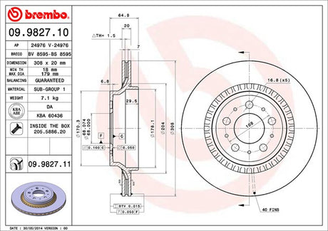 Product of Brembo 09982711C02 Vented 1 Piece Brake Rotor 
