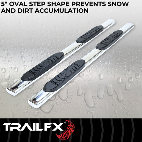 Product of TrailFX A7093S TFX 5" Oval Straight Side Bars Nerf Bar With Surface Steps 