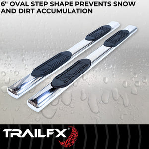 Product of TrailFX A8256S TFX 6" Oval Straight Side Bars Nerf Bar With Surface Steps 