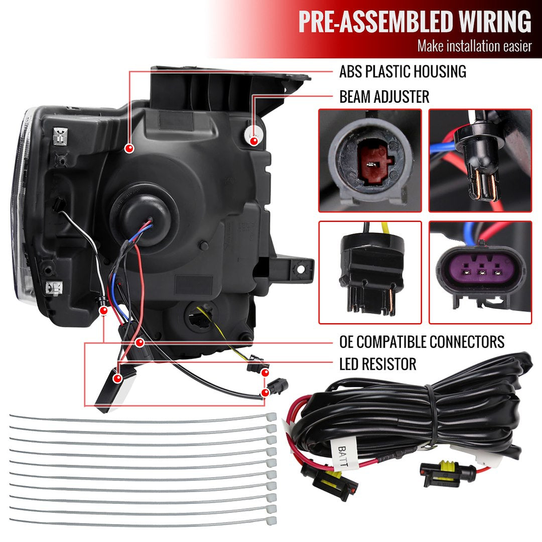 Spec-D Tuning 2lhp-F15009jm-Sq-Rs Headlight Assembly||||87||sdt5009jmsqrs||1918858