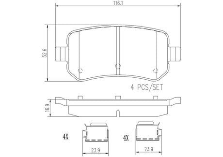 Product of Brembo P24080N Brake Pad - Set Of 4 