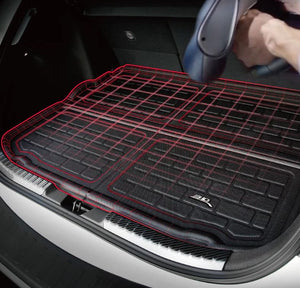 Product of 3D Mats M1TY2371309 Black Thermoplastic Rubber Of Carbon Fiber Texture Back Of 2nd Row Seat Cargo Area Liner 