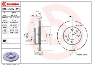 Product of Brembo 09953720C02 Vented 1 Piece Brake Rotor 